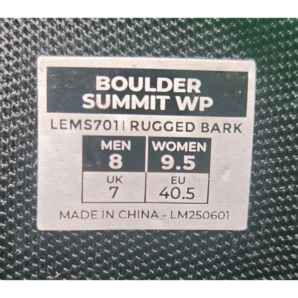 Lems Boulder Summit WP Rugged Bark Waterproof Boots Mens 8 Womens 9.5 LEMS701